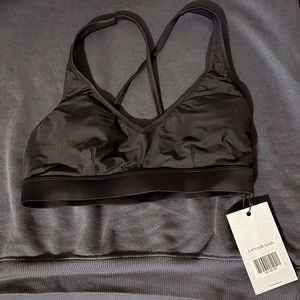 NWT Girlfriend Collective black palma plunge swim top size S